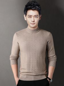 ROMON | Lormen Mens Knitted Sweater Thickened Half High Collar Autumn Winter New Style Warm Pure Color Base Layer Long Sleeve Business Casual