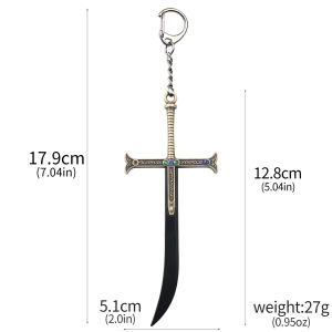 Anime Dracule Mihawk Black Sword Keychain Necklace Cosplay Props Hawk Eyes Pendant Keyring For Men Women Jewelry Accessories