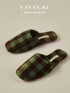 Dép Xỏ Ngón Kẻ Caro Lông Tơ Cotton Vải Bông Dép Xỏ Ngón Nữ Mùa Thu Mùa Đông Trong Nhà Ấm Áp Thoáng Khí Đế Gân Bò Chống Trượt Sử Dụng Tại Nhà Giày Nam Cotton Vải Bông