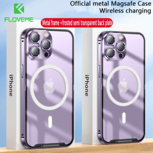 FLOVEME Plating Wireless Charging Phone Case For iphone 14 13 12 11 Pro Max 14 Plus Metal Aluminium Alloy Lens Protective Film Ultra-thin Shockproof Back Cover For iphone 14 13 12 11
