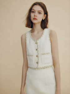 FAMANXUAN | Galactic Night White Elegant Sleeveless Jacket