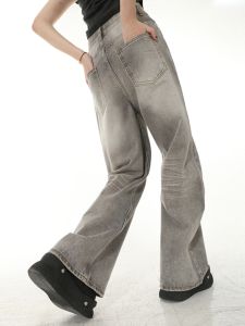 กางเกงยีนส์ทรงตรงเอวสูง ทรงหลวม กางเกงขายาวผู้หญิง ทรงหลวม กางเกงยีนส์ทรงสตรีทสไตล์อเมริกัน สีน้ำเงิน กางเกงยีนส์ทรงลำลอง