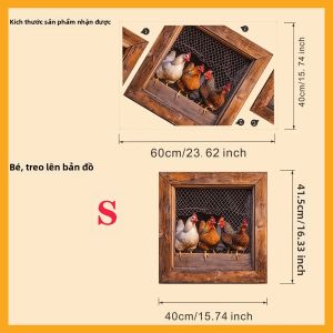 Miếng Dán Cửa Sổ Hình Gà 3D Hình Dán Tường Gà Trang Trại Trang Trí Động Vật Nông Trại Thô Mộc Có Thể Tháo Rời Dành Cho Nhà Bếp Phòng Ngủ Phòng Khách Chất Liệu PVC Dán Và Bóc Dễ Dàng