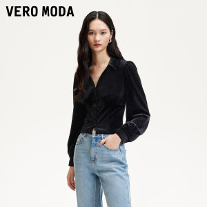 Vero Moda | Autumn New Silk Velvet Turn-Down Collar Puff Sleeves Shirt