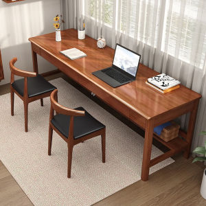 Modern Minimalist Solid Wood Computer Desk Long Strip Bedroom Writing Desk Home Office Desk Double Person Writing Desk And Chair