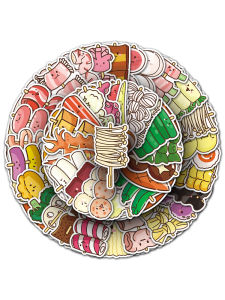 Original Creative Cartoon Food Stickers Waterproof for Refrigerator Tablet Guitar Mobile Phone Case Decorative Decals