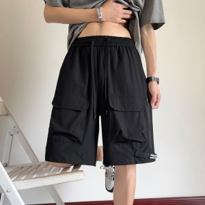 Quần Short Công Sở Màu Cam Đỏ Cho Nam Mùa Hè Cleanfit Nhanh Khô Ống Đứng Quần Dài Năm Túi Cạp Cao Phong Cách Đường Phố Mỹ