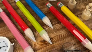 2Pcs 33CM Giant Wooden Pencil Giant Pencil Stationery With Eraser Performance Prop Large Wood Pencil