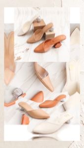 QUINCE MONICA MULES HEELS WANITA HAK KACA 5 CM