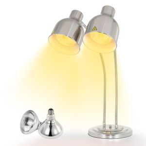 Food Heat Lamps 110V US Plug Food Heat Preservation Lamp Commercial Food Warmer Lamp Catering Heat Lamp for Food Heating Restaurant Kitchen Food Service Buffet Home Use (Single HeadDual Head 250W Bulbs)