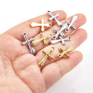 Stainless Steel Three-dimensional Cross Pendant 18K Gold Charms diy Jewelry Accessories Hand-made Materials