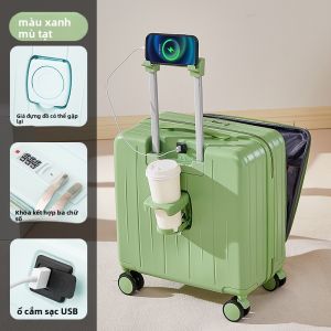 HanRui | Vali Du Lịch Mở Trước Miễn Phí Ký Gửi Bánh Xe 360° và Khóa Mật Mã