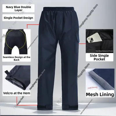 Mens Waterproof Cycling Rain Pants Separate plus Size Rainwear Fleece Lined mid Thick Polyester Fiber Adult Unisex