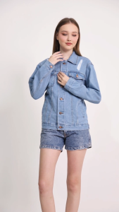 2nd RED Jaket Ripped Katun Denim Wanita Topaz Light Blue 292101N