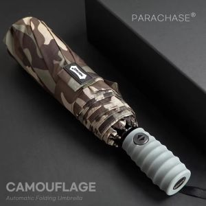 LORDWEY & ร่มชูชีพสไตล์ลายพรางกันลมสำหรับผู้ชายร่มอัตโนมัติกลางแจ้งร่มฝนตกบริเวณสนามร่มพับชิ้นใหญ่ท่องเที่ยวขนาดใหญ่