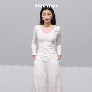 OAKMOO | Áo Thun Len Dài Tay V-Neck Viền Ren