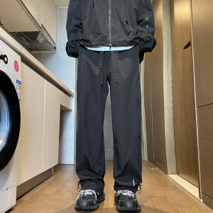 Mens Fashionable Waterproof Windproof Hiking Workwear Trousers Straight Leg Sporty Casual Long Pants American Style Autumn