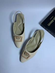 Futto.chic sepatu flat mules wanita cantik slip-on tali karet pita DM03
