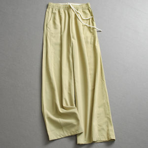 Womens Casual Loose Straight Leg Pants Thin Elastic Waist Breezy Summer Cool Feeling Sun Protection Long Trousers L771