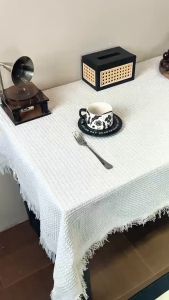 Cafe Waffle Tablecloth Fringe French Furniture Cover Garden Table Cloth Background Cloth Decoration