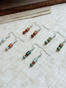 Handmade Natural Stone Earrings Original Allergy-Free Hook Vintage Style Womens Fashion Jewelry Versatile Gift Pair