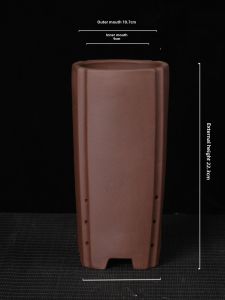 Classical Purple Clay Potted Plant Stand Bamboo Ceramic Potted Landscape with Base for Desktop Living Room Flowers/Greenery