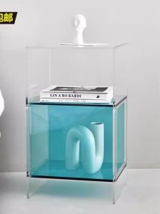 ตู้เสื้อผ้าแบบเคลื่อนที่พร้อมหน้าจอเล็ก Acrylic Coffee Table Sofa Side Cabinet กระจกใส สร้างสรรค์ ปรับแต่งได้ ดีไซน์เรียบง่าย