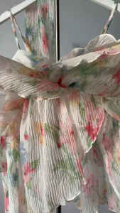 Tặng choker lưng bo chun áo 2 dây điều chỉnh nhún ngực 2 tầng chất voan gân in hoa xinh xắn kèm lót cam kết nhận hàng như video shop tự quay CHIC TOP