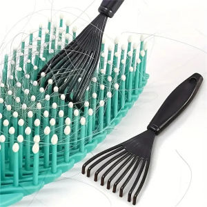 1-6pcs Hair Brush Cleaning Tools with Black Bristles - Portable Comb Cleaner and Hair Removal Claws