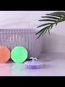 Flexible hollow hair-washing brush with round teeth suitable for both wet and dry use to massage the scalp
