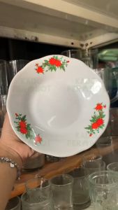 Piring Kembang Cantik - Piring Keramik Putih - Piring Makan Putih Cantik - Piring Sambal/ Piring Lauk/ Piring Makan