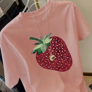 PAZHAOLANG | Large Size Strawberry Print Sweet Summer T-Shirt