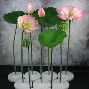 Artificial Lotus Flowers Realistic PU Lotus Leaves Lotus Pods Flower buds Buddhist Altar Decor Indoor Decorative flower