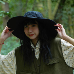 ผู้หญิง หมวกชาวประมงปีกใหญ่ ลำลอง ผ้าฝ้าย หมวกบังแดดสําหรับตั้งแคมป์เดินป่าท่องเที่ยวกิจกรรมกลางแจ้ง ฤดูใบไม้ผลิ ฤดูร้อน ฤดูใบไม้ร่วง