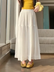 💥[Q108] Chân váy MAXI BÈO LAI PHỐI REN đính nơ đơn giản thanh lịch có lót trong dễ phối đồ - L2M