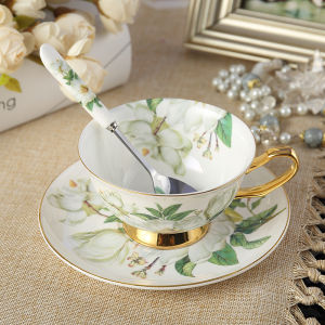 Elegant European Style Bone China Coffee Cup And Plate Set Fresh British Afternoon Tea Tableware Moving Gift Fine Ceramics