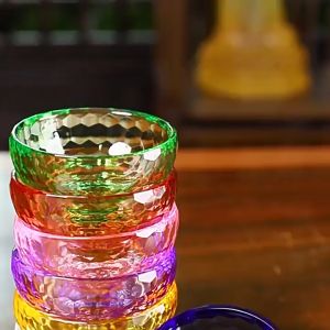 Bát pha lê vàng chén cúng nước dâng phật cao cấp vật phẩm phong thủy