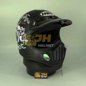 Helm Cakil HBC Vintage Black Doff + FREE GOGGLE | Helm Retro | Full Face | Jual Helm