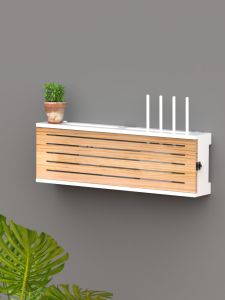 Solid Wood Network Set-Top Box Wall Mounted Router Storage Box - Wireless WiFi Cat Power Strip Socket Hiding Box - Louver Design - Imported New Zealand Solid Wood - Multiple Size Options