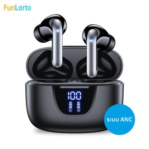 หูฟังไร้สาย 43dB ตัดเสียงรบกวนบลูทูธ 5.3 หูฟัง Deep Bass HD เสียงอายุการใช้งานแบตเตอรี่ 36 ชั่วโมง ANC หูฟัง TWS