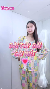 [HCM] Đồ bộ tole nữ bộ lanh mặc nhà quần dài áo tay dài cài nút phối bèo tiểu thư SHOP5SAO (43-67kg)