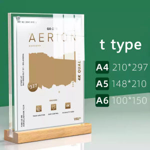 Wooden solid wood double-sided table card holder display board A4 acrylic restaurant display board