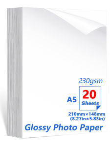 A5 Photo Paper Waterproof Glossy for Photo Paper,A5 Size 230gsm Waterproof Embossed Card Paper Inkjet Photo Paper