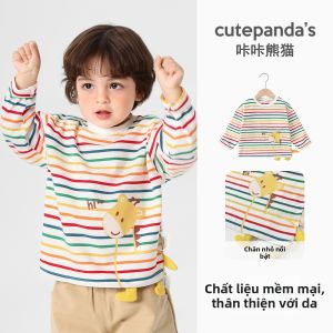CUTEPANDAS | Áo Thun Dài Tay In Hình Cho Bé Trai