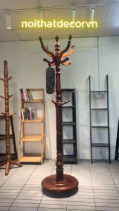 Cây treo quần áo bằng gỗ cao cấp phong cách tân cổ điển sang trọng cho văn phòng phòng khách nhà hàng khách sạn CT79 kích thước 50 x 185 cm