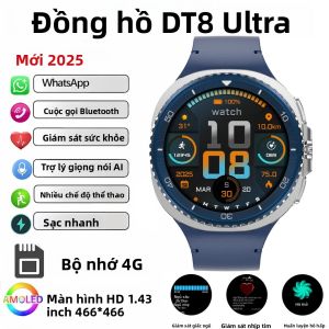 Đồng Hồ Thông Minh DT Smart Watch 8 Classic Dành Cho Nam Tích Hợp GPS NFC Bluetooth Theo Dõi Thể Thao Và Sức Khỏe Màn Hình AMOLED HD 1.32 Inch Đo Nhịp Tim