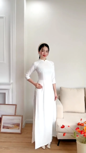 Áo Dài Trắng Học Sinh tay lỡ chất lụa mỹ cao cấp mềm mướt dày không lộ nội y_HT Áo Dài Hà Thành