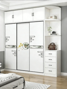 BINGTAI | Home Use Minimalist Small Household Child-friendly Sliding Door Wooden Wardrobe