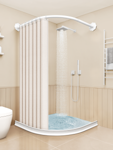 WEILAISHI | Waterproof Shower Curtain Partition L Shaped Pole