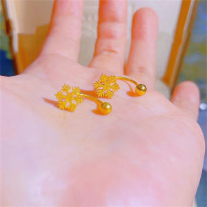 ต่างหูเกล็ดหิมะทอง 18k ผู้หญิง เรียบหรู อินเทรนด์ สด ดีไซน์ เครื่องประดับแฟชั่นตกแต่งหูโลหะผสม/ชุบเงิน/ชุบทอง